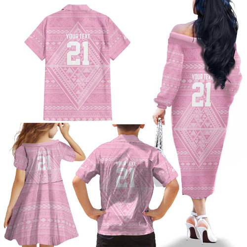 Custom New Zealand Basketball Indigenous Family Matching Off The Shoulder Long Sleeve Dress and Hawaiian Shirt - Aussie Hoodie