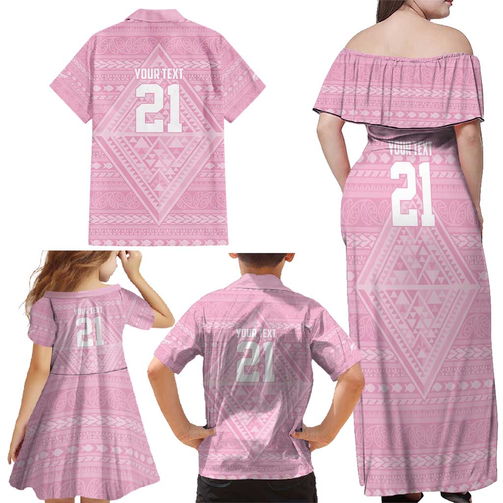 Custom New Zealand Basketball Indigenous Family Matching Off Shoulder Maxi Dress and Hawaiian Shirt - Aussie Hoodie