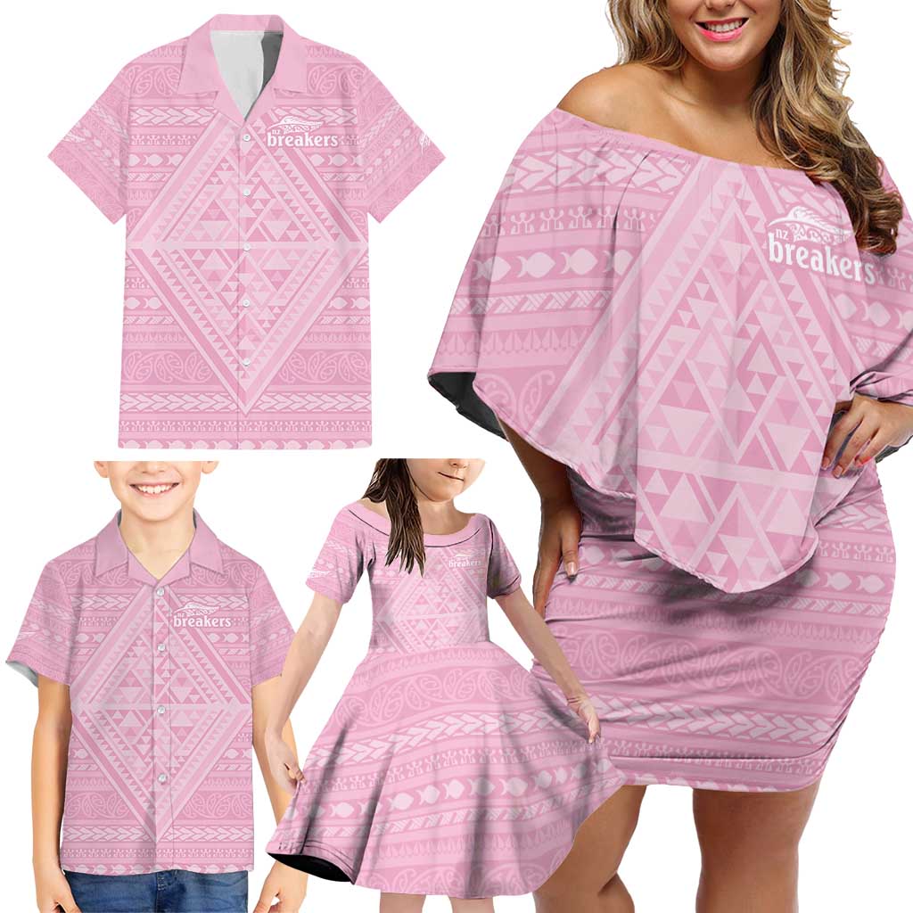 Custom New Zealand Basketball Indigenous Family Matching Off Shoulder Short Dress and Hawaiian Shirt - Aussie Hoodie