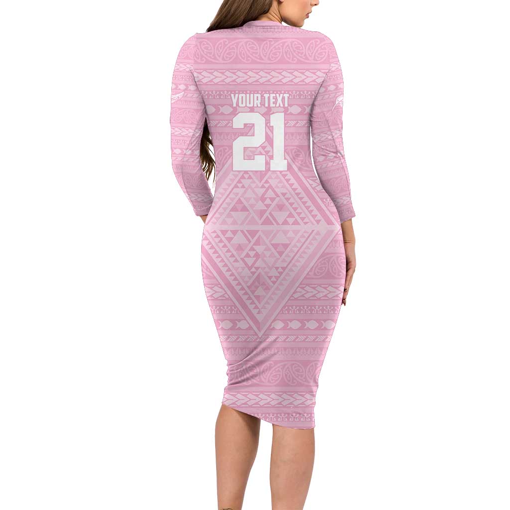 Custom New Zealand Basketball Indigenous Long Sleeve Bodycon Dress - Aussie Hoodie