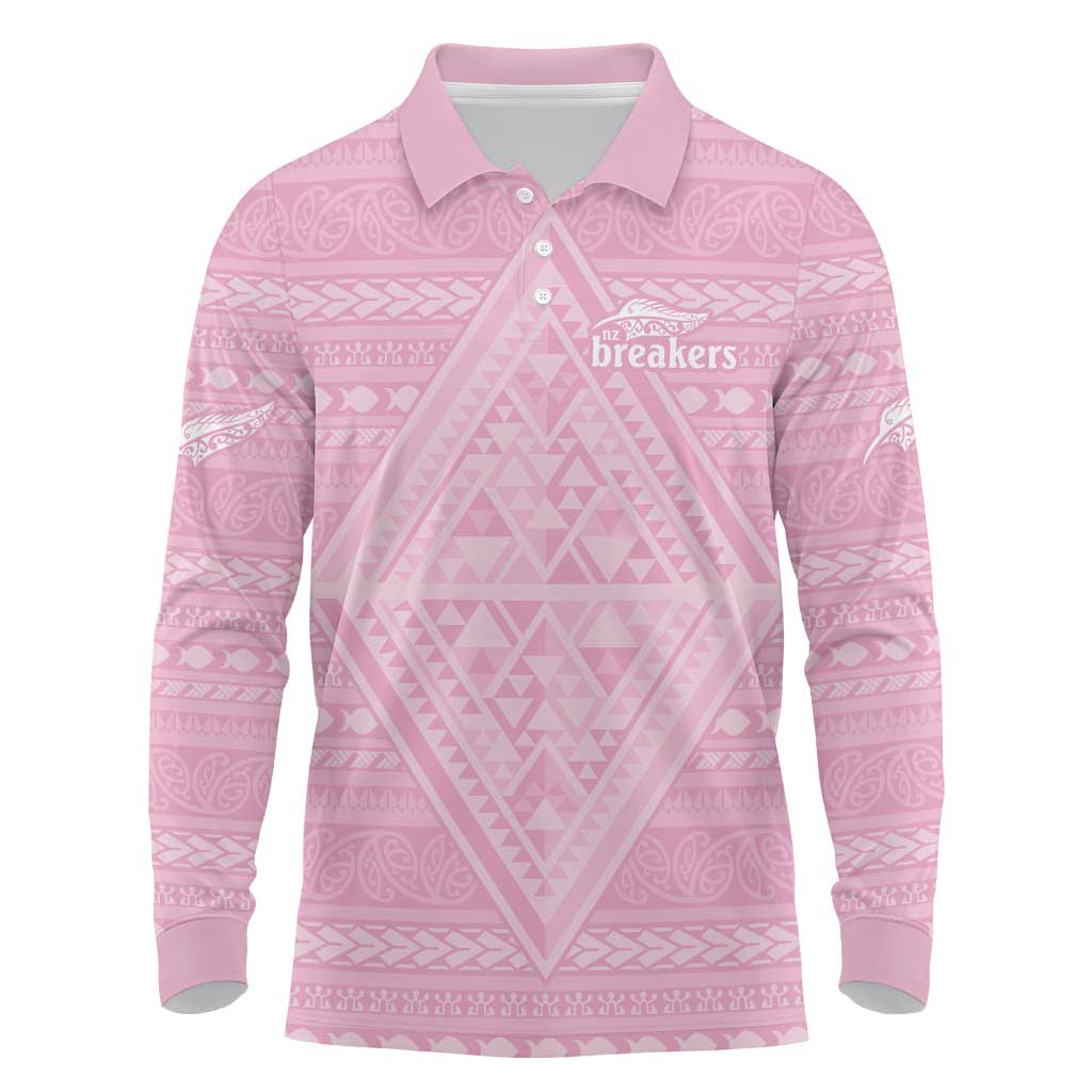 Custom New Zealand Basketball Indigenous Long Sleeve Polo Shirt - Aussie Hoodie