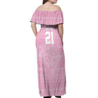Custom New Zealand Basketball Indigenous Off Shoulder Maxi Dress - Aussie Hoodie