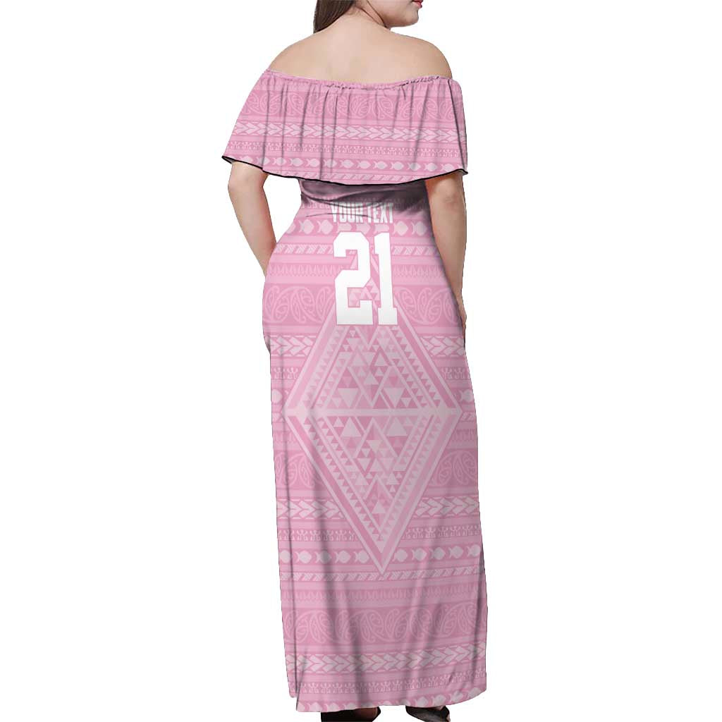 Custom New Zealand Basketball Indigenous Off Shoulder Maxi Dress - Aussie Hoodie