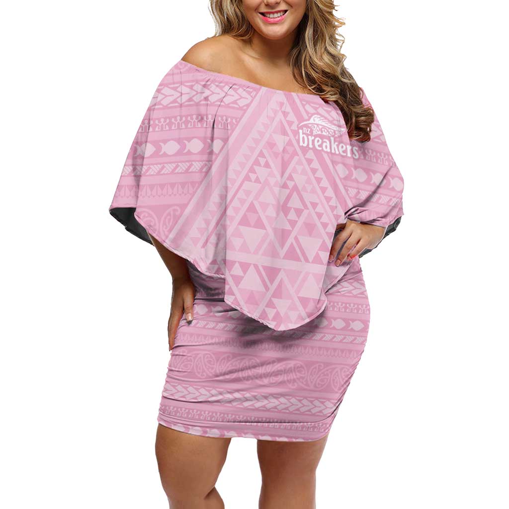Custom New Zealand Basketball Indigenous Off Shoulder Short Dress - Aussie Hoodie