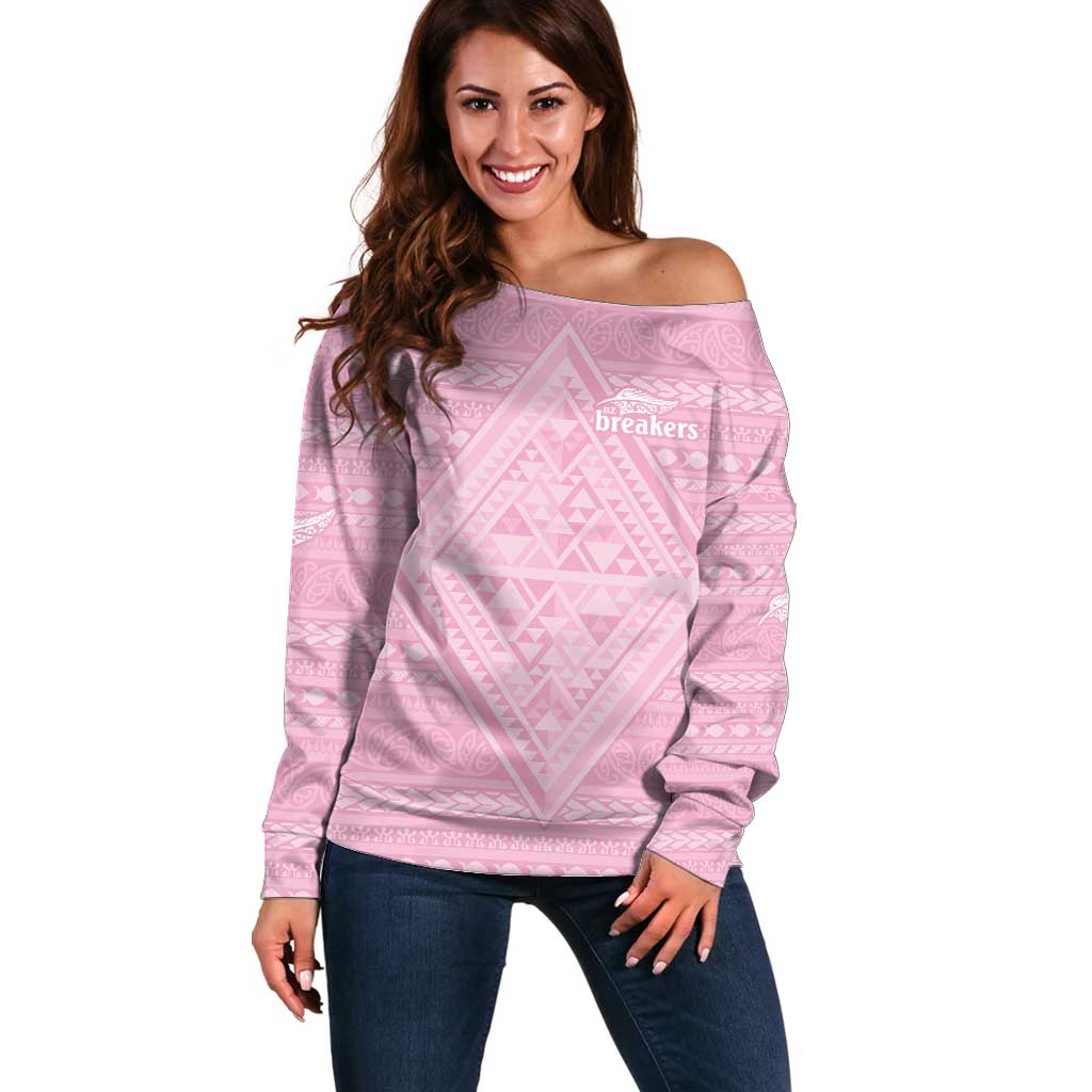 Custom New Zealand Basketball Indigenous Off Shoulder Sweater - Aussie Hoodie
