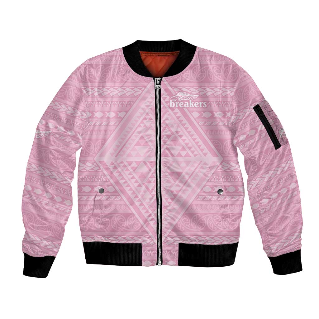 Custom New Zealand Basketball Indigenous Sleeve Zip Bomber Jacket - Aussie Hoodie