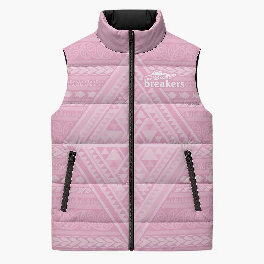Custom New Zealand Basketball Indigenous Sleeveless Puffer Jacket - Aussie Hoodie