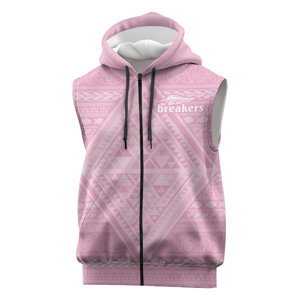 Custom New Zealand Basketball Indigenous Sleeveless Zip Hoodie LT9