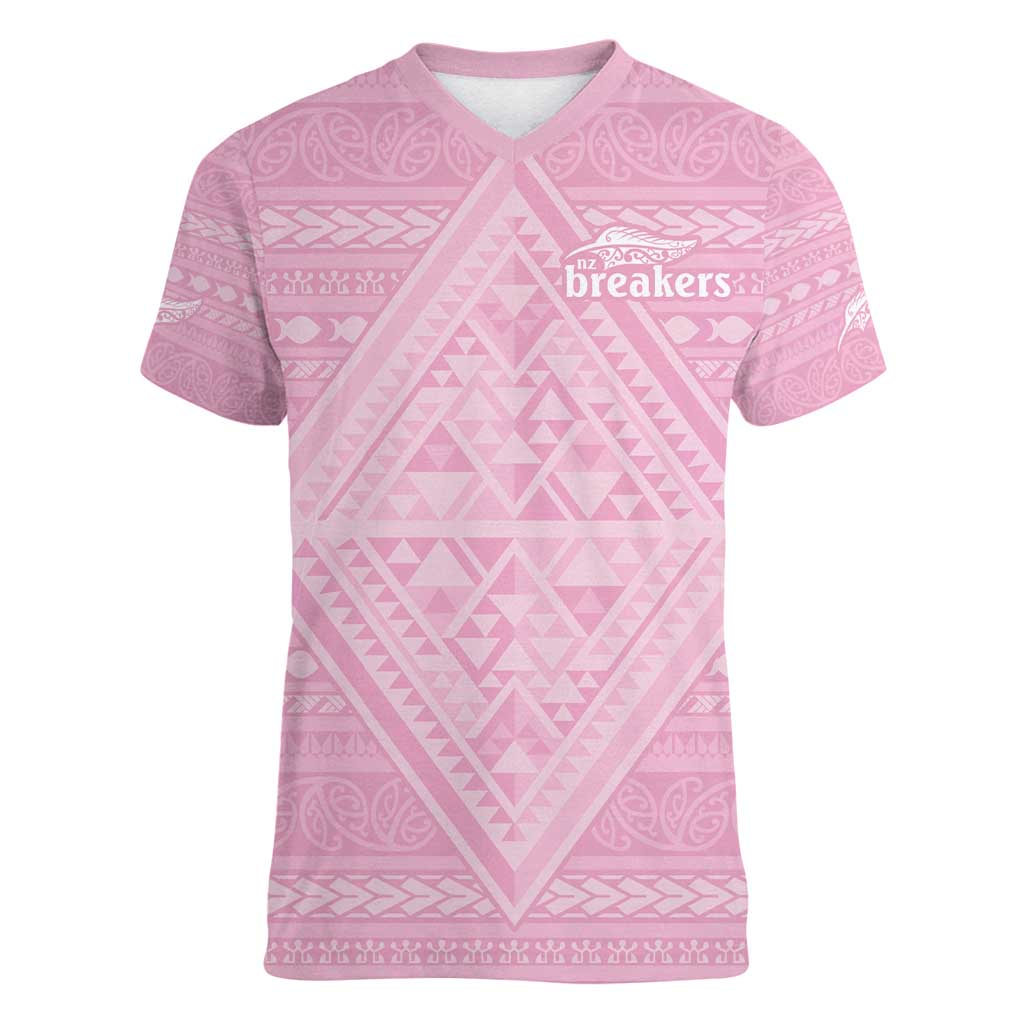 Custom New Zealand Basketball Indigenous Women V-Neck T-Shirt - Aussie Hoodie