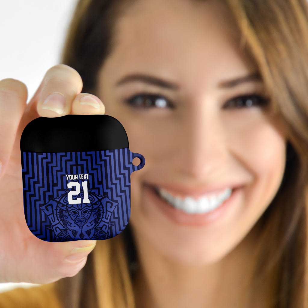 Custom Basketball New Zealand AirPods Case Blue Maori Ta Moko Indigenous - Aussie Hoodie
