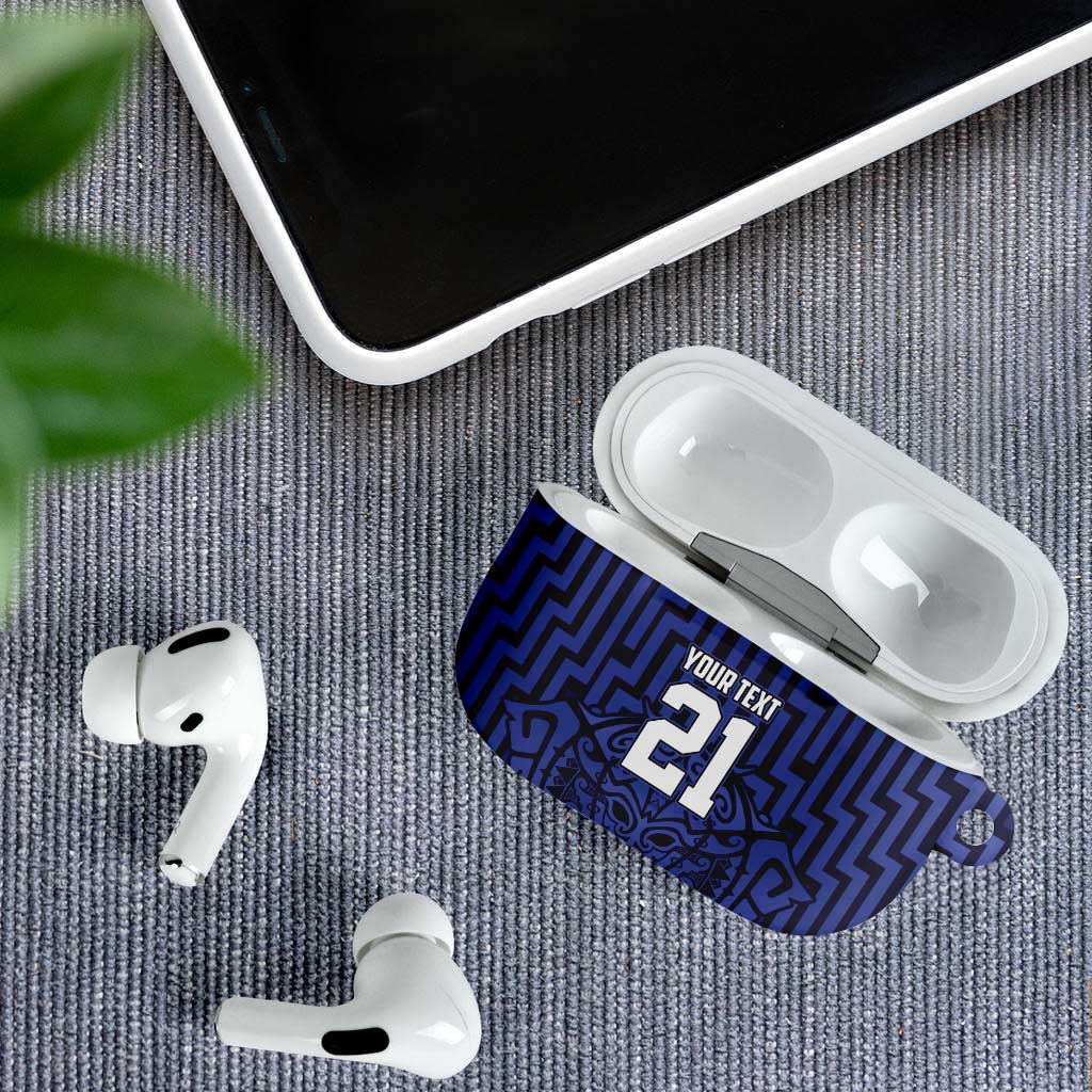 Custom Basketball New Zealand AirPods Case Blue Maori Ta Moko Indigenous - Aussie Hoodie