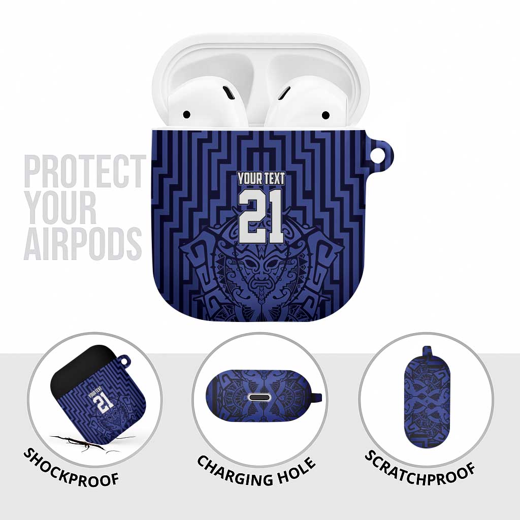 Custom Basketball New Zealand AirPods Case Blue Maori Ta Moko Indigenous - Aussie Hoodie