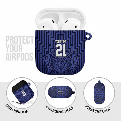 Custom Basketball New Zealand AirPods Case Blue Maori Ta Moko Indigenous - Aussie Hoodie