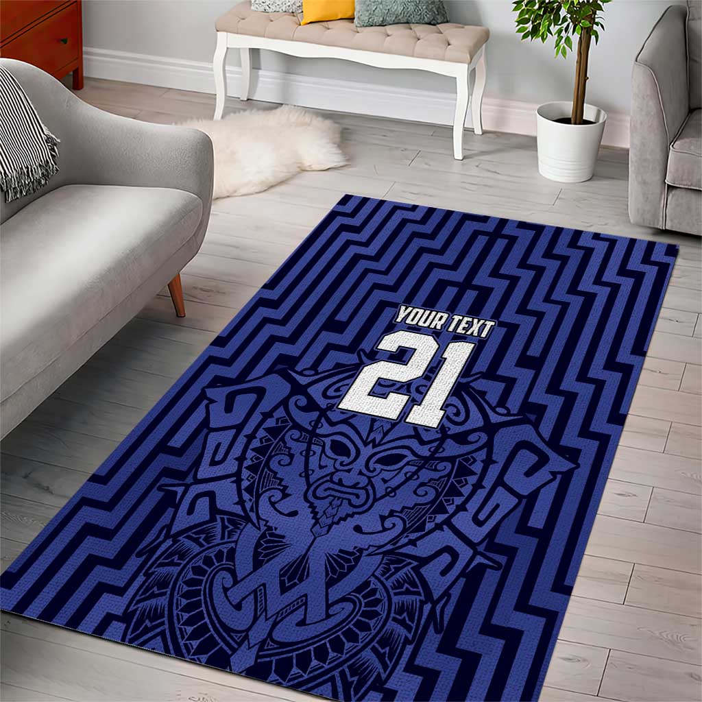 Custom Basketball New Zealand Area Rug Blue Maori Ta Moko Indigenous - Aussie Hoodie