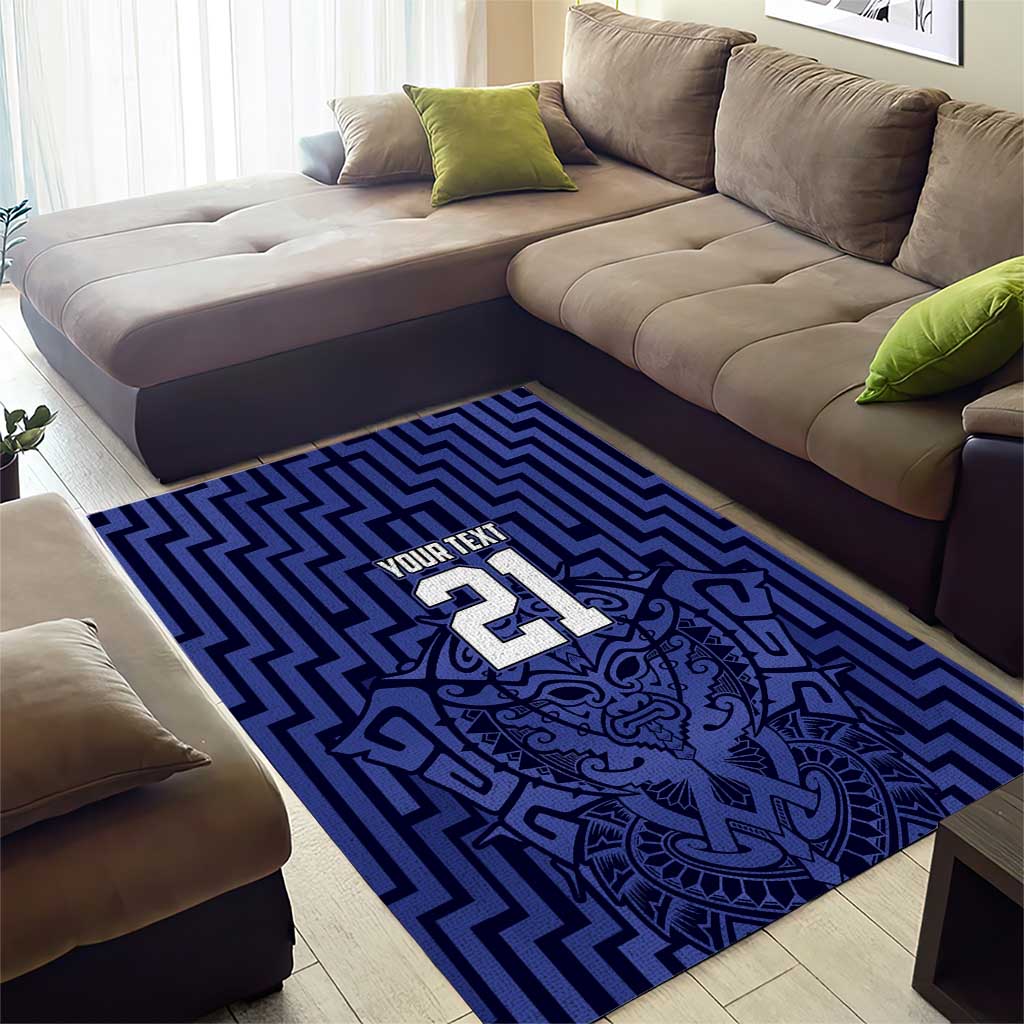 Custom Basketball New Zealand Area Rug Blue Maori Ta Moko Indigenous - Aussie Hoodie