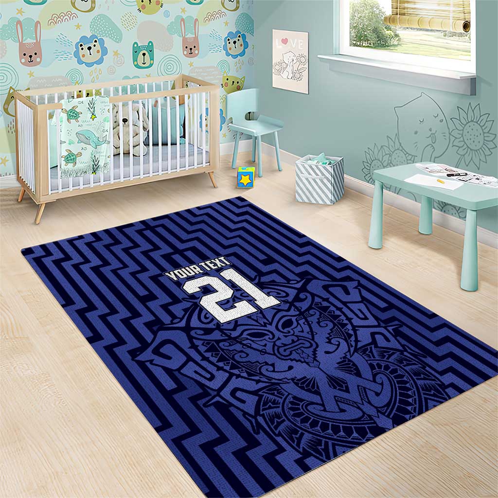 Custom Basketball New Zealand Area Rug Blue Maori Ta Moko Indigenous - Aussie Hoodie