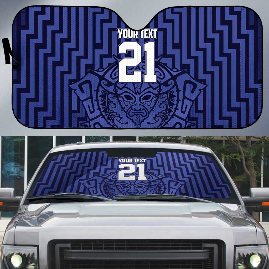 Custom Basketball New Zealand Auto Sun Shade Blue Maori Ta Moko Indigenous - Aussie Hoodie