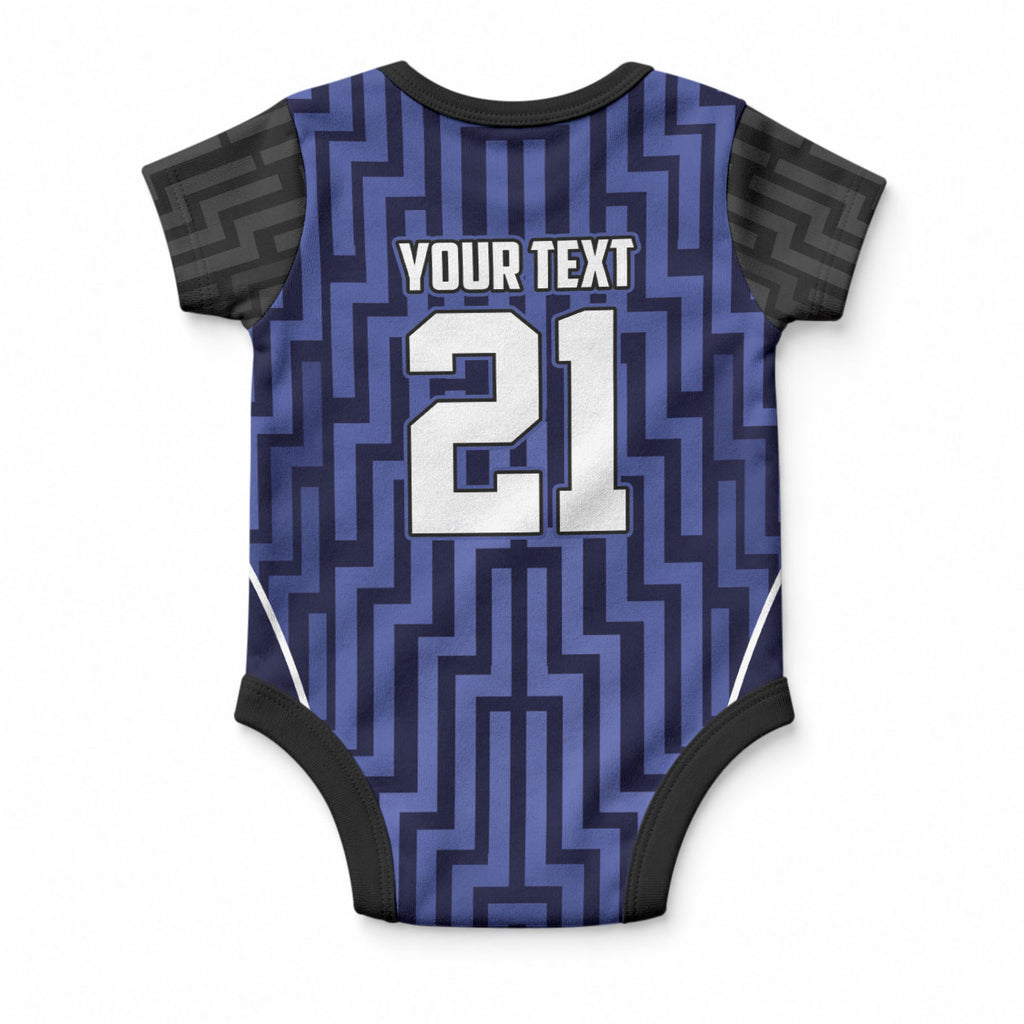 Custom Basketball New Zealand Baby Onesie Blue Maori Ta Moko Indigenous
