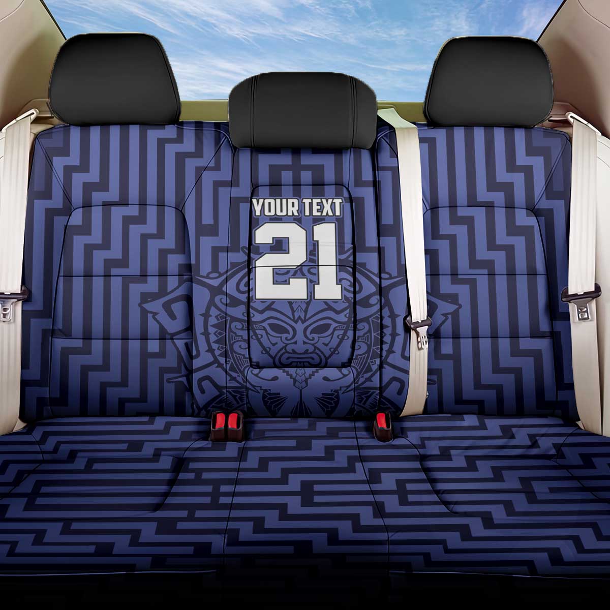 Custom Basketball New Zealand Back Car Seat Cover Blue Maori Ta Moko Indigenous - Aussie Hoodie