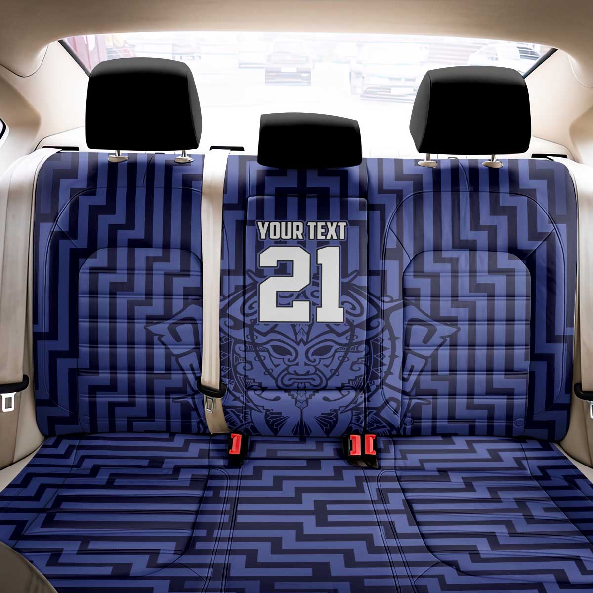 Custom Basketball New Zealand Back Car Seat Cover Blue Maori Ta Moko Indigenous - Aussie Hoodie
