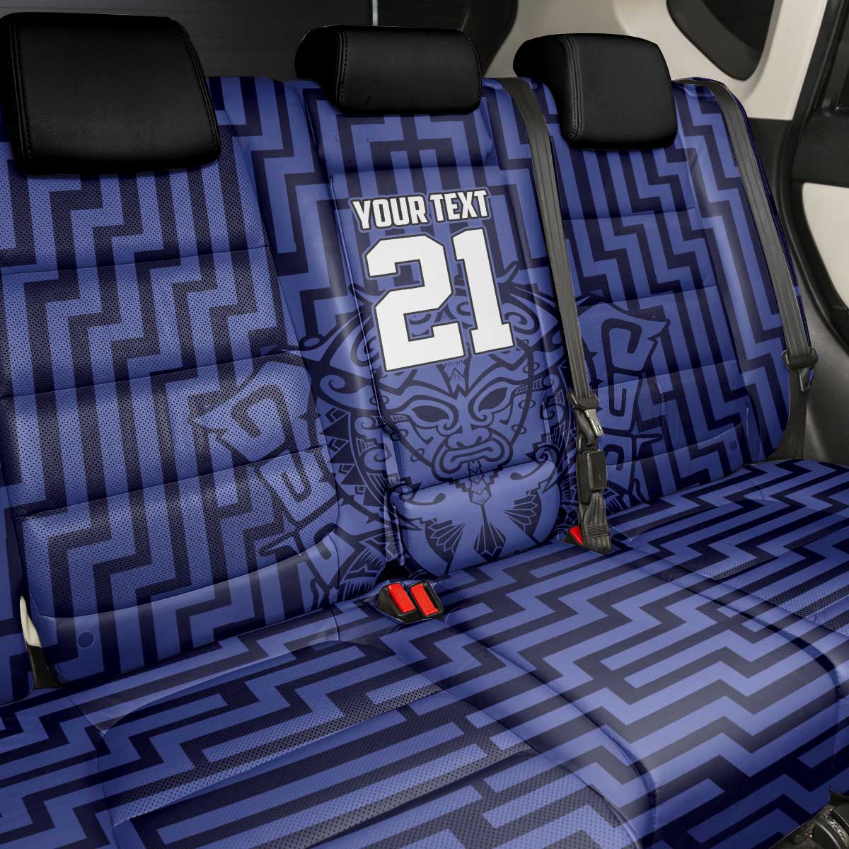 Custom Basketball New Zealand Back Car Seat Cover Blue Maori Ta Moko Indigenous - Aussie Hoodie