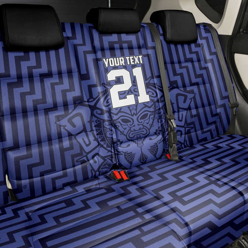 Custom Basketball New Zealand Back Car Seat Cover Blue Maori Ta Moko Indigenous - Aussie Hoodie