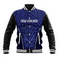 Custom Basketball New Zealand Baseball Jacket Blue Maori Ta Moko Indigenous - Aussie Hoodie