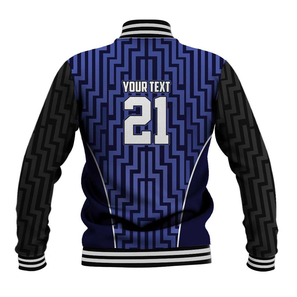 Custom Basketball New Zealand Baseball Jacket Blue Maori Ta Moko Indigenous - Aussie Hoodie