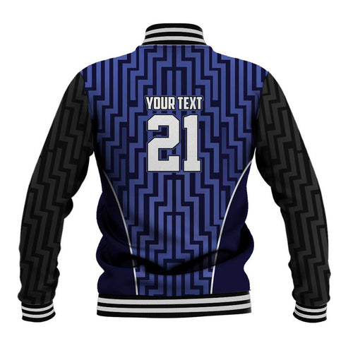 Custom Basketball New Zealand Baseball Jacket Blue Maori Ta Moko Indigenous - Aussie Hoodie