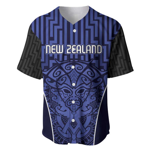 Custom Basketball New Zealand Baseball Jersey Blue Maori Ta Moko Indigenous - Aussie Hoodie