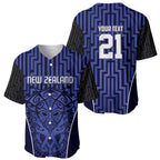 Custom Basketball New Zealand Baseball Jersey Blue Maori Ta Moko Indigenous - Aussie Hoodie