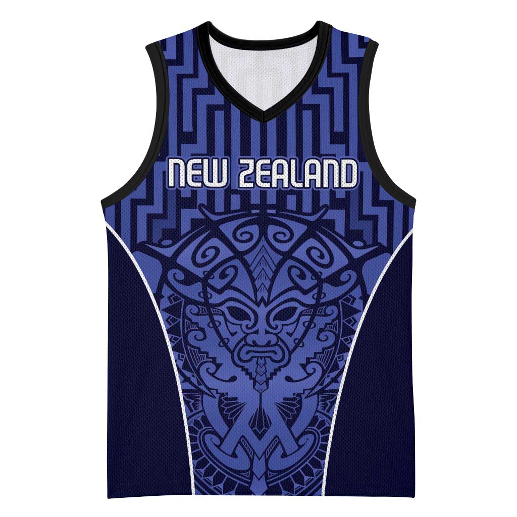 Custom Basketball New Zealand Basketball Jersey Blue Maori Ta Moko Indigenous - Aussie Hoodie