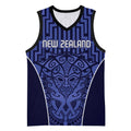 Custom Basketball New Zealand Basketball Jersey Blue Maori Ta Moko Indigenous - Aussie Hoodie