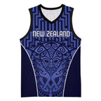 Custom Basketball New Zealand Basketball Jersey Blue Maori Ta Moko Indigenous - Aussie Hoodie
