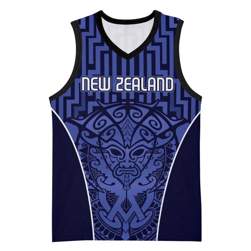 Custom Basketball New Zealand Basketball Jersey Blue Maori Ta Moko Indigenous - Aussie Hoodie