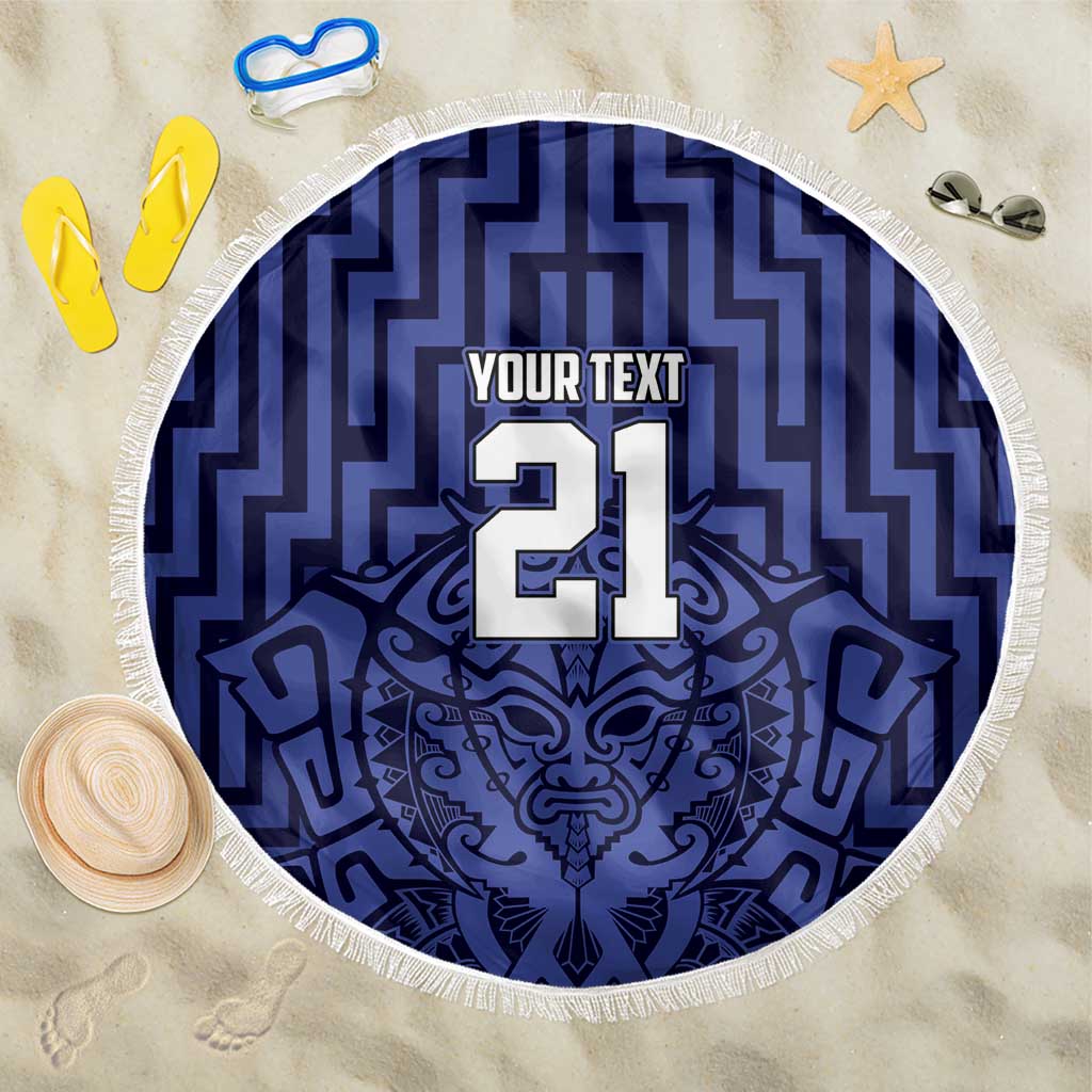 Custom Basketball New Zealand Beach Blanket Blue Maori Ta Moko Indigenous - Aussie Hoodie