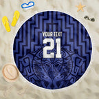 Custom Basketball New Zealand Beach Blanket Blue Maori Ta Moko Indigenous - Aussie Hoodie