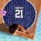 Custom Basketball New Zealand Beach Blanket Blue Maori Ta Moko Indigenous - Aussie Hoodie