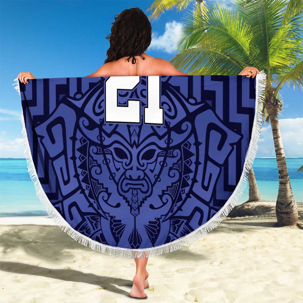 Custom Basketball New Zealand Beach Blanket Blue Maori Ta Moko Indigenous - Aussie Hoodie