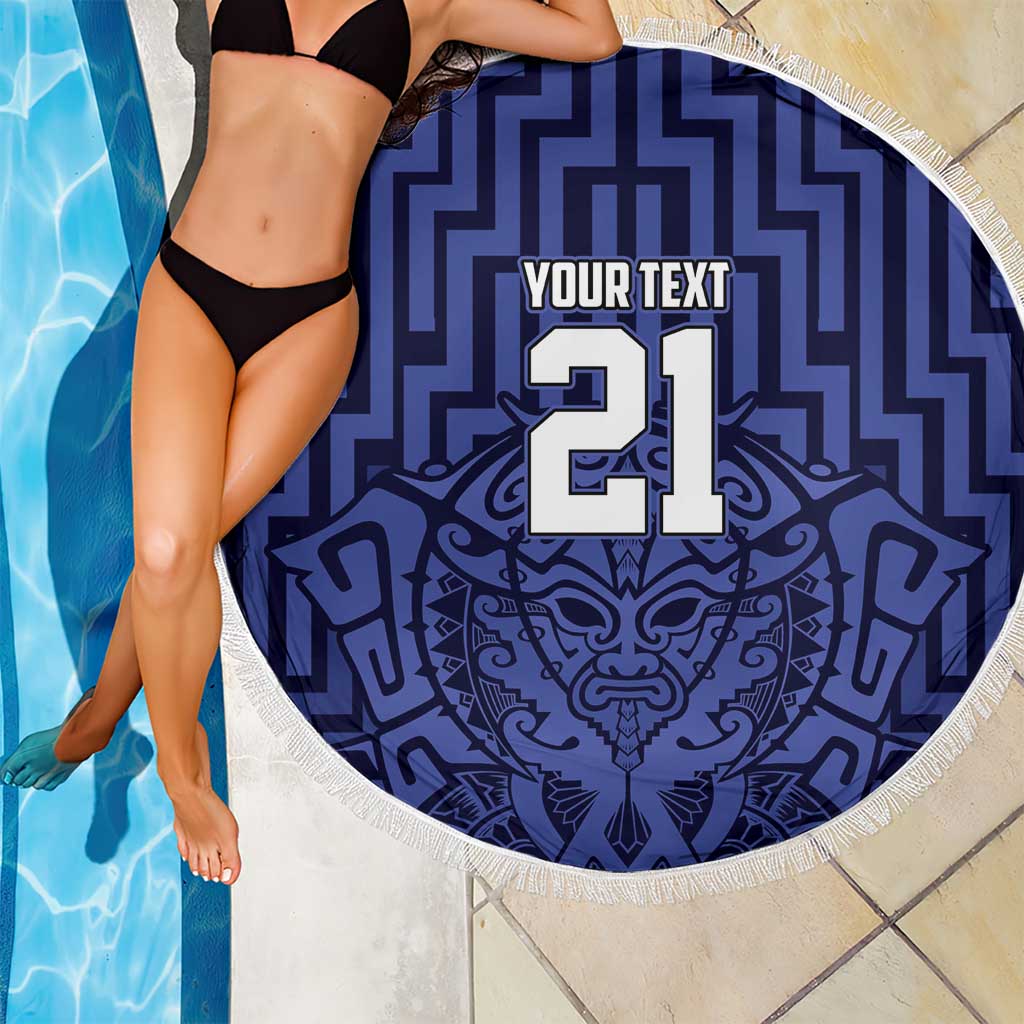 Custom Basketball New Zealand Beach Blanket Blue Maori Ta Moko Indigenous - Aussie Hoodie