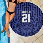 Custom Basketball New Zealand Beach Blanket Blue Maori Ta Moko Indigenous - Aussie Hoodie