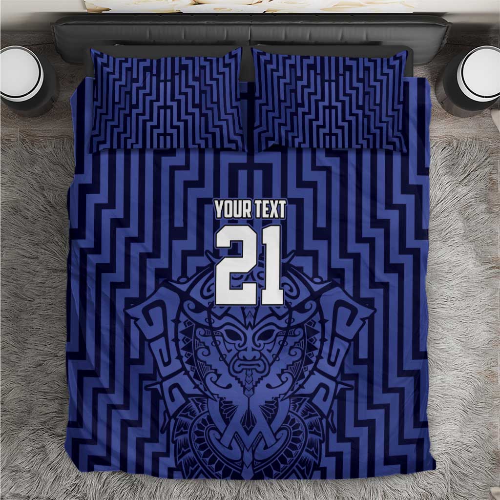Custom Basketball New Zealand Bedding Set Blue Maori Ta Moko Indigenous - Aussie Hoodie