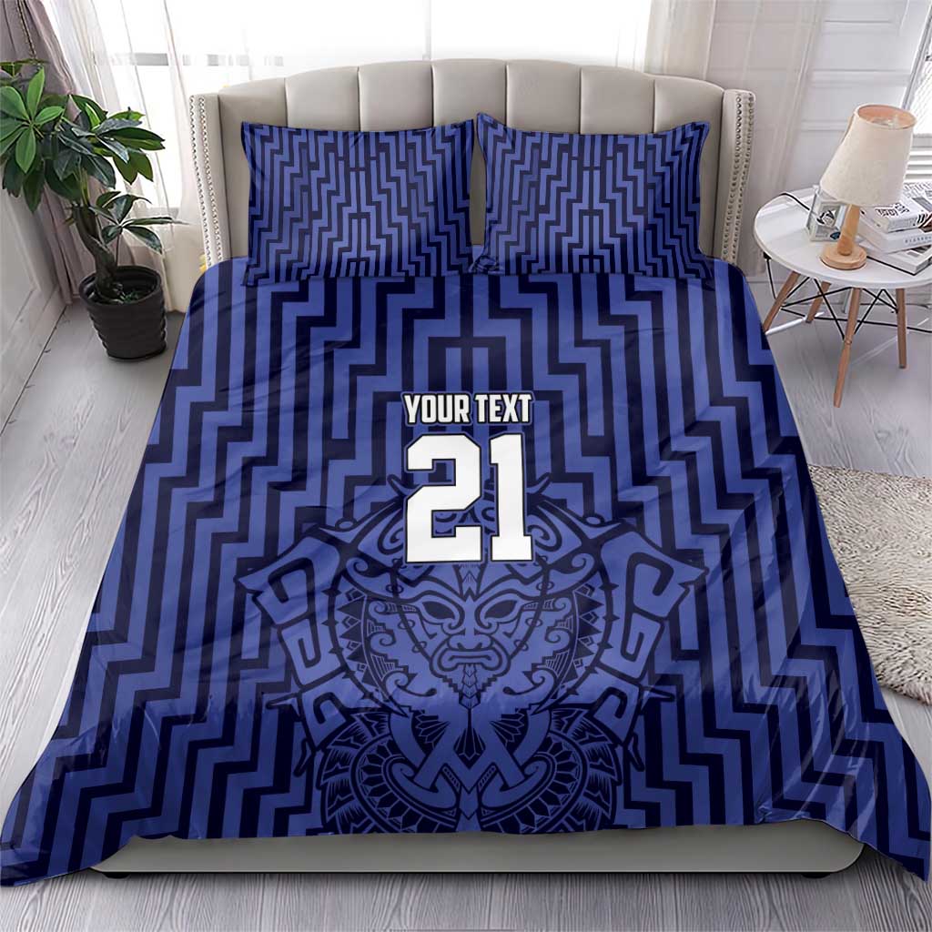 Custom Basketball New Zealand Bedding Set Blue Maori Ta Moko Indigenous - Aussie Hoodie