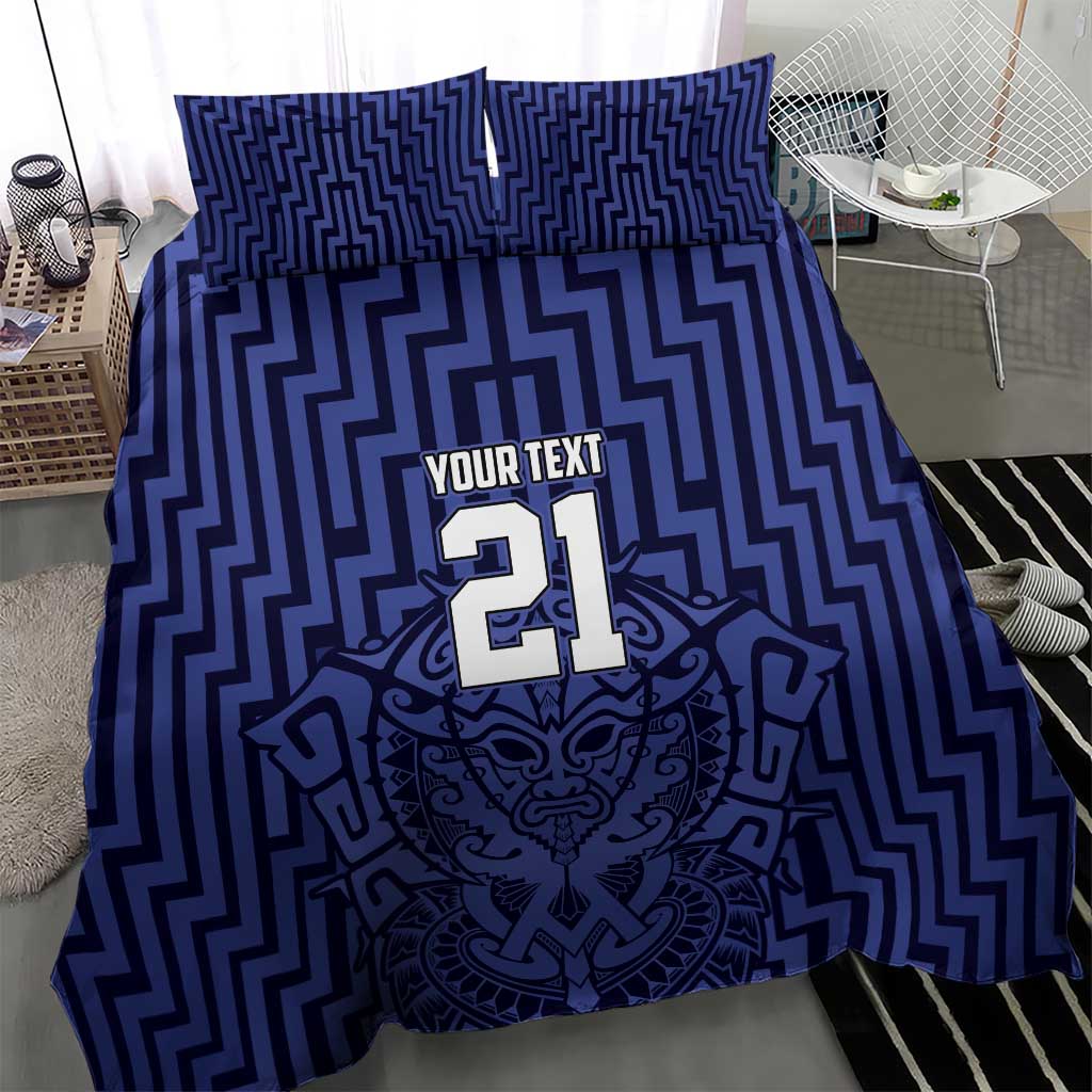 Custom Basketball New Zealand Bedding Set Blue Maori Ta Moko Indigenous - Aussie Hoodie