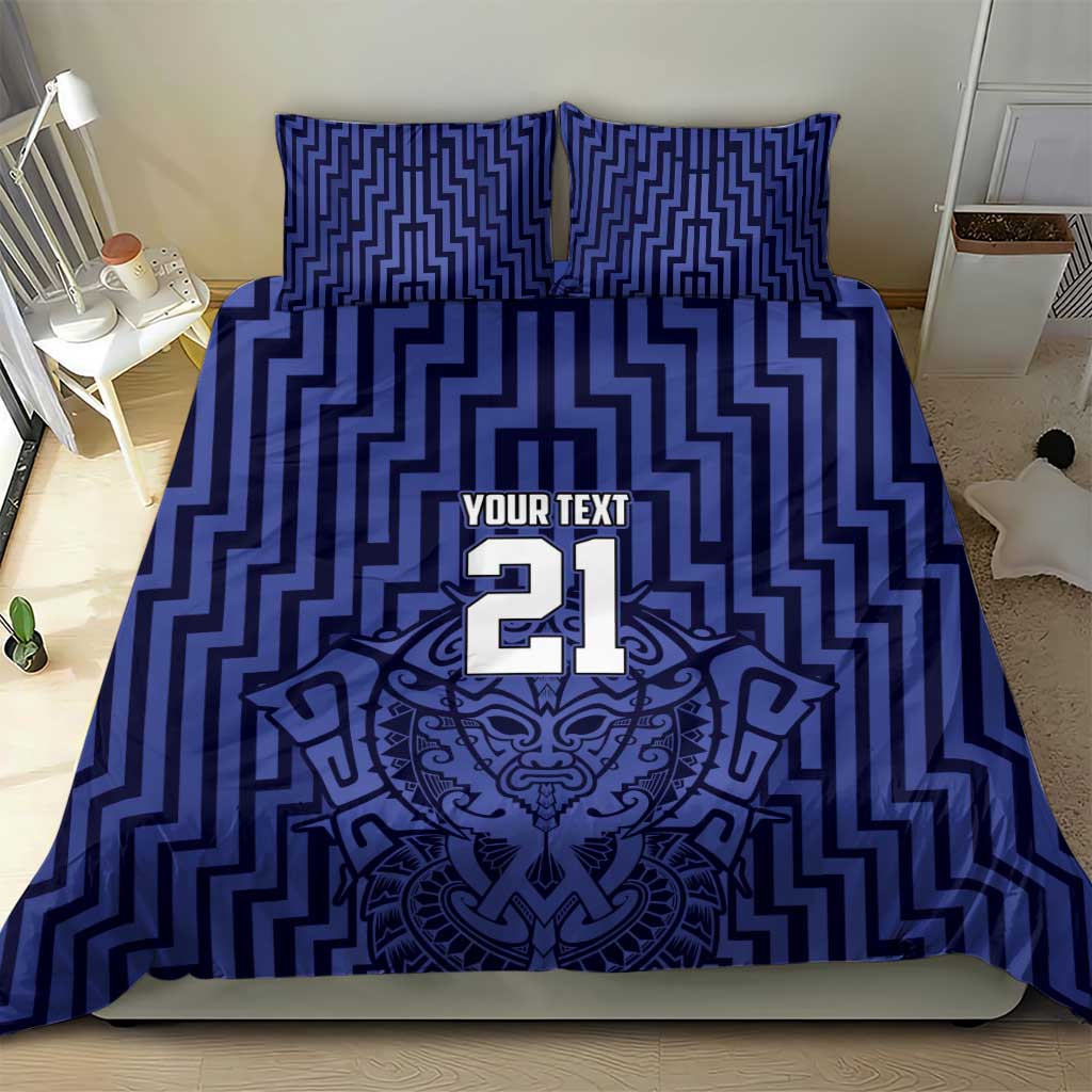 Custom Basketball New Zealand Bedding Set Blue Maori Ta Moko Indigenous - Aussie Hoodie