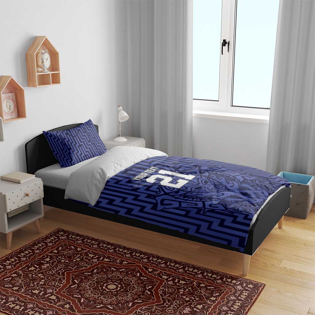 Custom Basketball New Zealand Bedding Set Blue Maori Ta Moko Indigenous - Aussie Hoodie