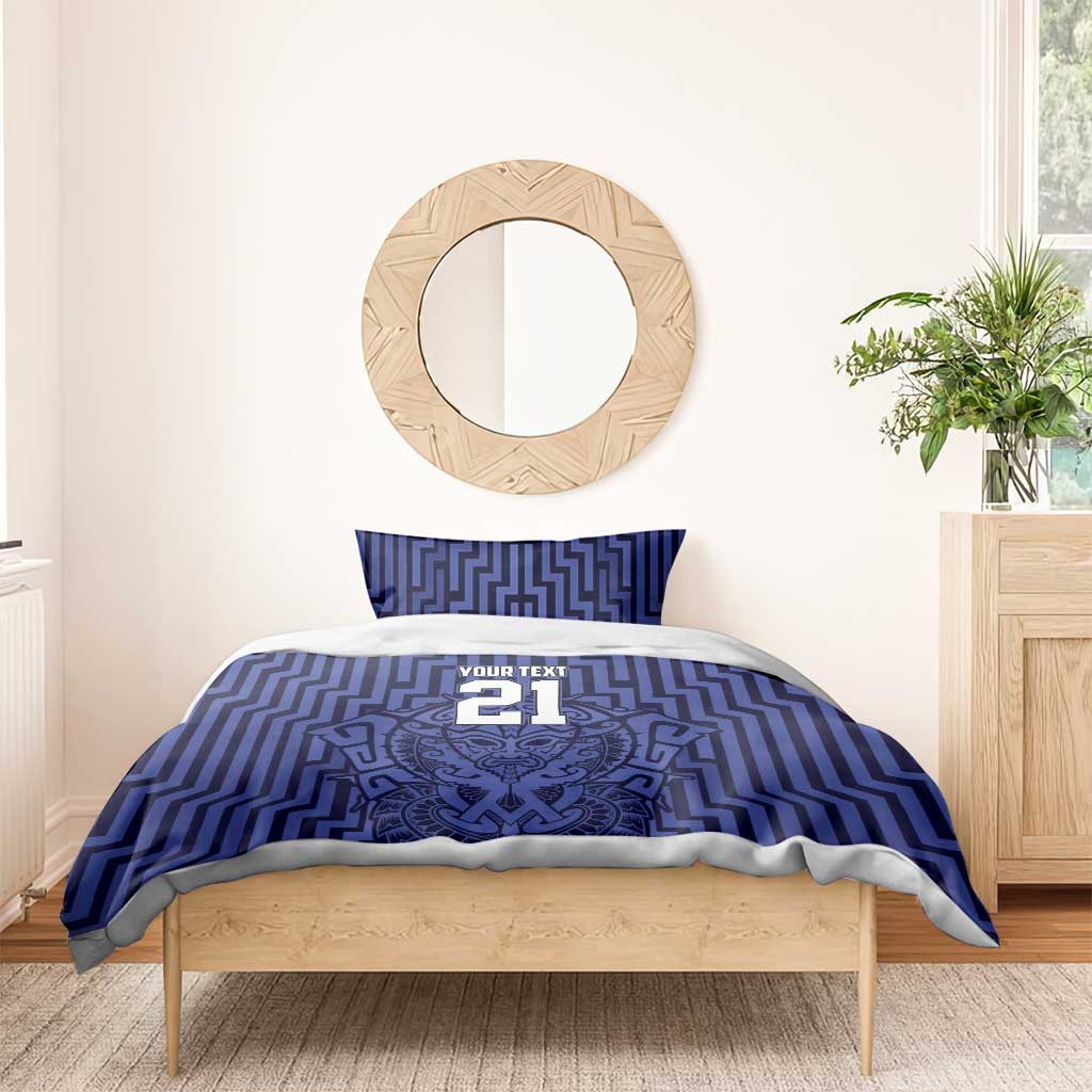Custom Basketball New Zealand Bedding Set Blue Maori Ta Moko Indigenous - Aussie Hoodie