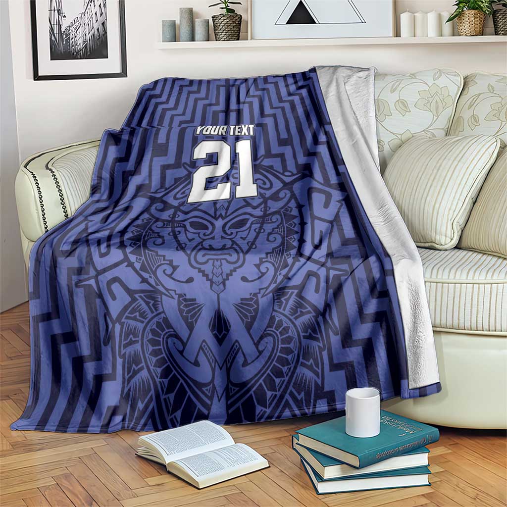 Custom Basketball New Zealand Blanket Blue Maori Ta Moko Indigenous - Aussie Hoodie