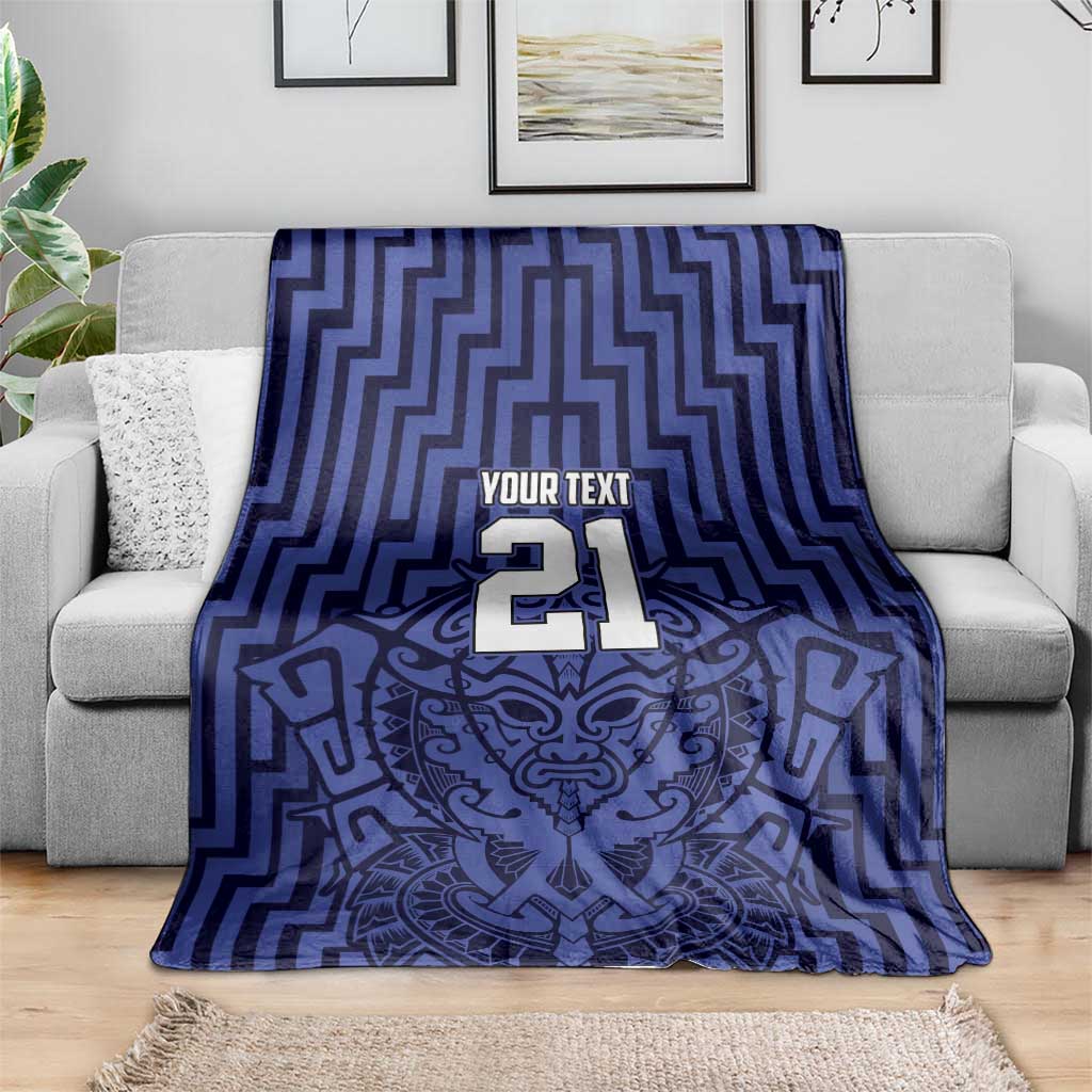 Custom Basketball New Zealand Blanket Blue Maori Ta Moko Indigenous - Aussie Hoodie
