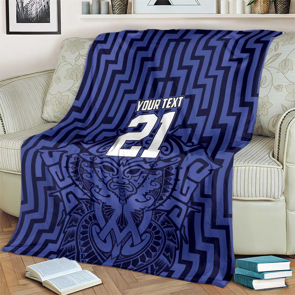 Custom Basketball New Zealand Blanket Blue Maori Ta Moko Indigenous - Aussie Hoodie